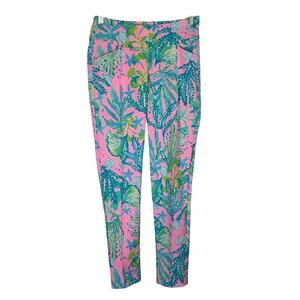 Lilly Pulitzer Luxletic Woman Pants Pink Tropical Activewear Size 0 *Flawed*